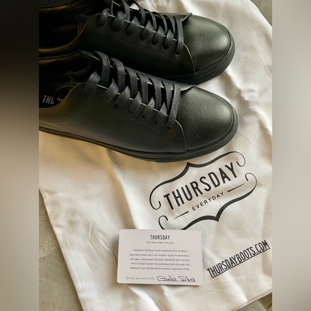Brand New Thursday Boot Company Black Leather Sneakers Encore - Picture 2 of 10